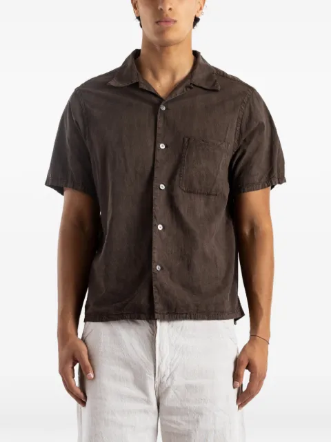 TAIGA TAKAHASHI Lot.113 open-collar shirt Brown TTSS26113