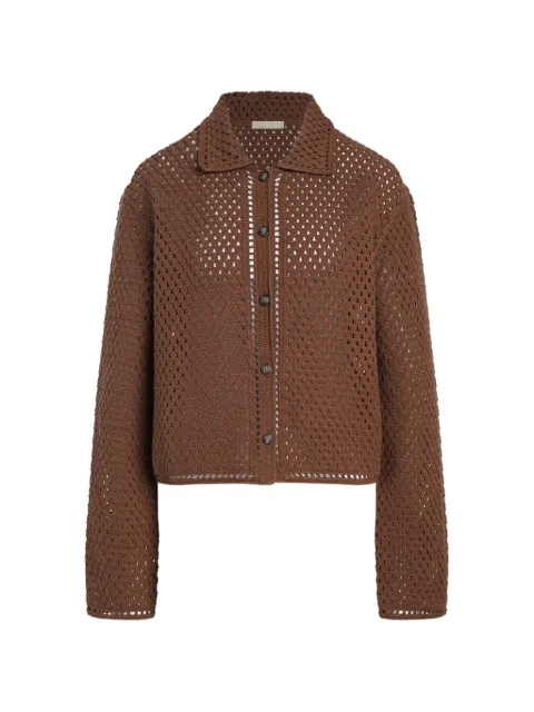 12 STOREEZ Meadow crochet-knit button-up cardigan Brown 136941