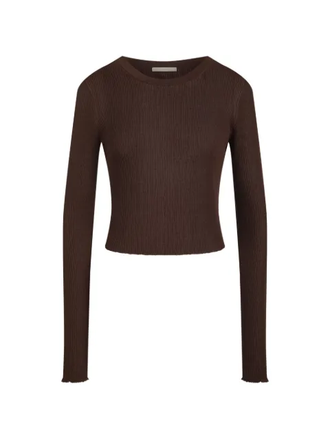 12 STOREEZ Lattice ribbed-knit cropped sweater Brown 137489
