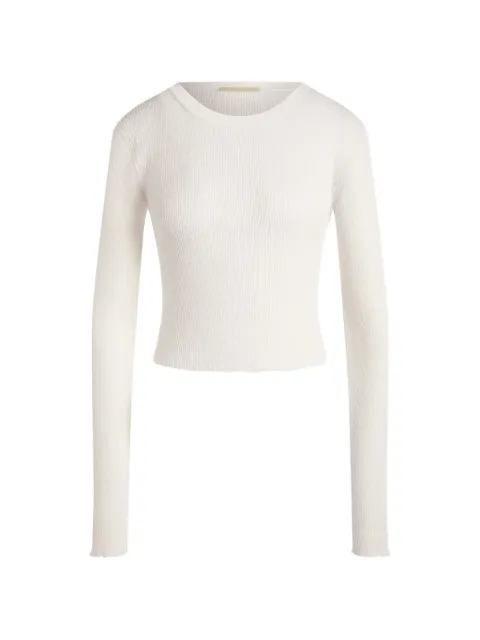 12 STOREEZ Lattice ribbed-knit cropped sweatshirt White 136387