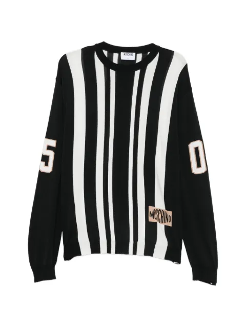 Moschino vertical-stripe logo-detail sweater Black A09370206