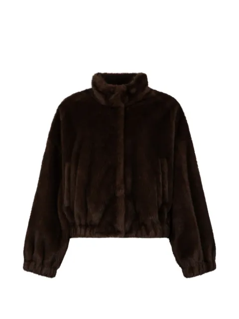 Weekend Max Mara elasticated-trim faux-fur jacket Brown 2625086021600