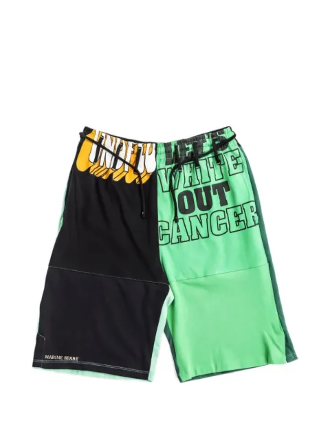 Marine Serre graphic-print panelled shorts Green SH032SS23XU