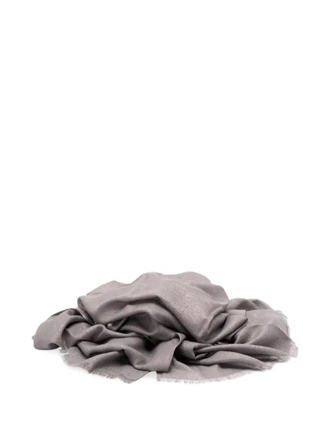 Brunello Cucinelli metallic-thread frayed scarf Grey MSCDAR097C074
