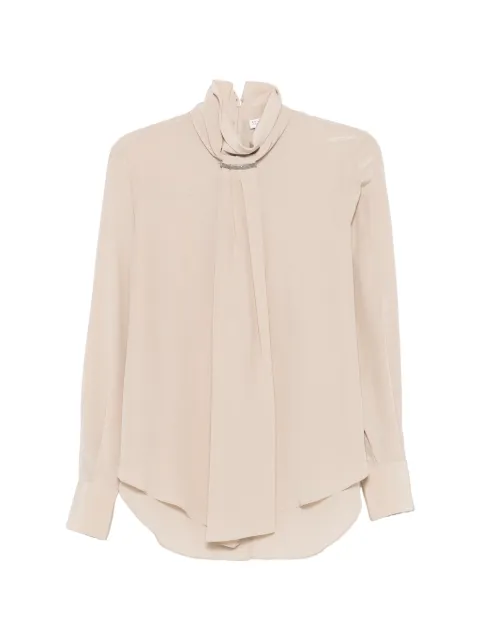 Brunello Cucinelli Monili-embellished high-neck blouse Neutrals MB993B1G04C8561