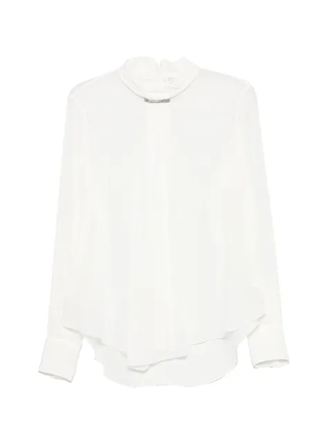 Brunello Cucinelli Monili-embellished silk blouse White MB993B1G04C600