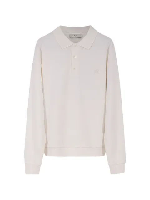 DUNST logo-patch long-sleeved polo shirt Neutrals UDTS6A110WT