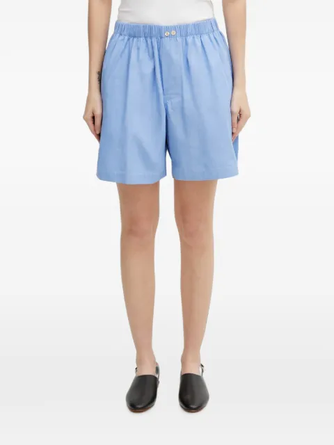 Wales Bonner Sunday elasticated-waistband logo-embroidered shorts Blue US26TR10CO02400
