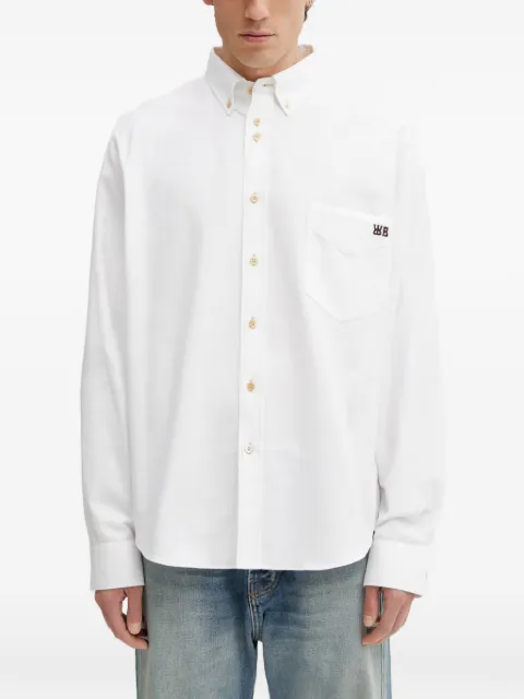 Wales Bonner Isaac logo-embroidered button-down shirt White MS26SH09CO03001