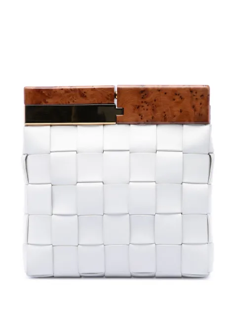 Bottega Veneta Pre-Owned 2020-2026 Lambskin Maxi Intrecciato The Snap clutch bag White NSJ4LMHZR6L0Y9XA