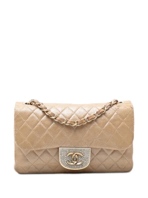 CHANEL Pre-Owned 2014-2015 Small Quilted Iridescent Lambskin Pearl CC Crystal Flap crossbody bag Gold 5E9XYDLGYY5UMN98