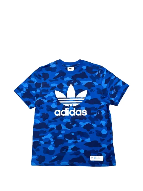 A BATHING APE® x Adidas camo-print logo-print T-shirt Blue BAASSTSB