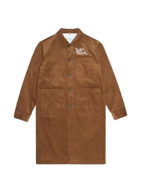 A BATHING APE® logo-embroidered corduroy coat Brown BBKOCJK7400MJBGX