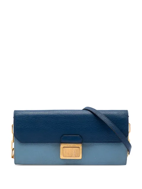 Miu Miu Pre-Owned 2010-2025 Bicolor Goatskin Madras Wallet on Chain crossbody bag Blue 8ELESJ2VJSP4IC6A