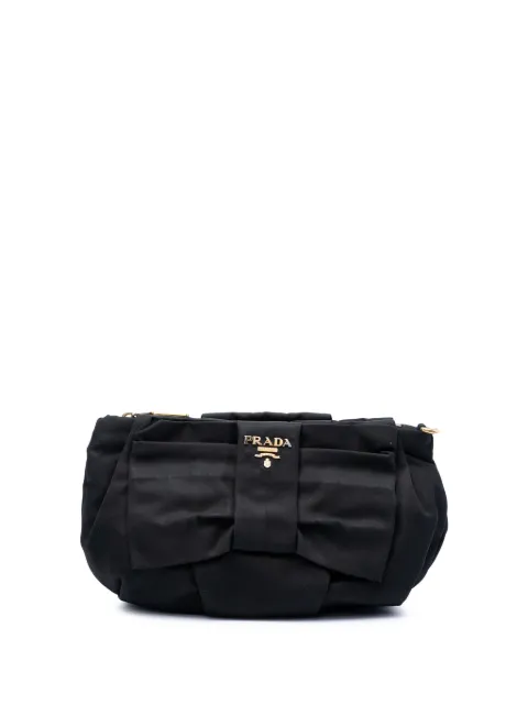Prada Pre-Owned 2010-2026 Tessuto Bow Wristlet clutch bag Black PYOITYMAJLINXZ63
