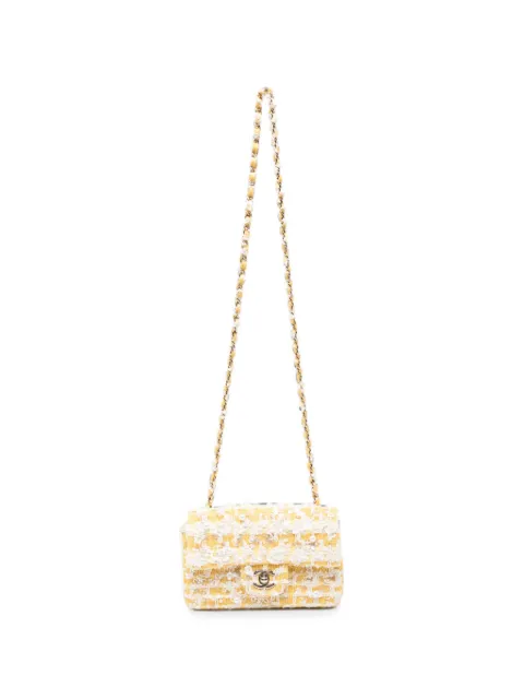 CHANEL Pre-Owned 2018-2019 Flap tweed mini shoulder bag Yellow CH7900BRN