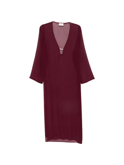 MC2 Saint Barth plunging V-neck side-slit dress Red AGH0002