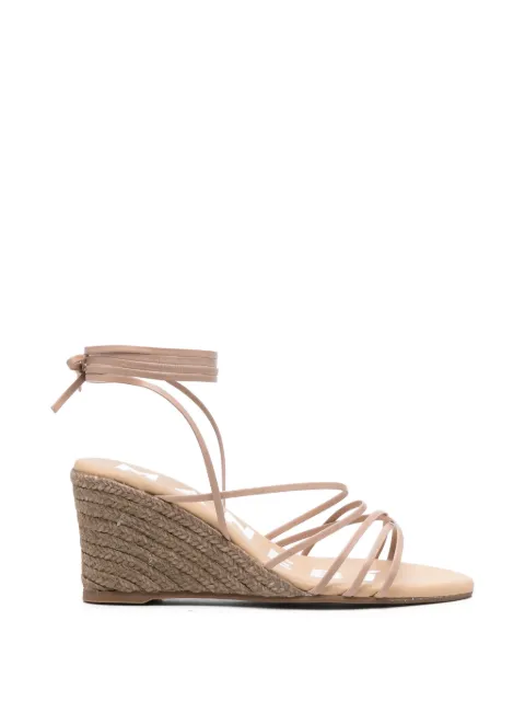 Manebi leather lace-up wedge sandals Neutrals X07KX