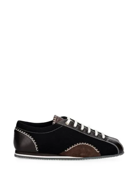 Wales Bonner Paris contrast-stitch leather-panelled sneakers Black WBW46040A23072999