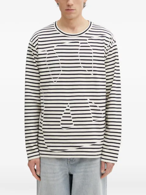 Wales Bonner Crown striped long-sleeve T-shirt Neutrals MS26JE09JE02159
