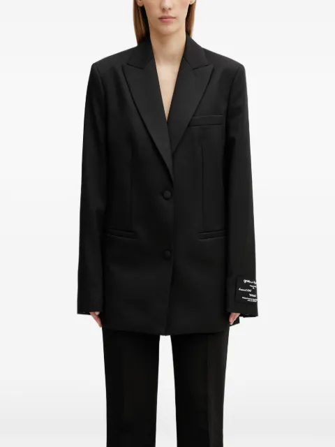 Off-White logo-patch single-breasted blazer Black 2EF099C99FAB002W003