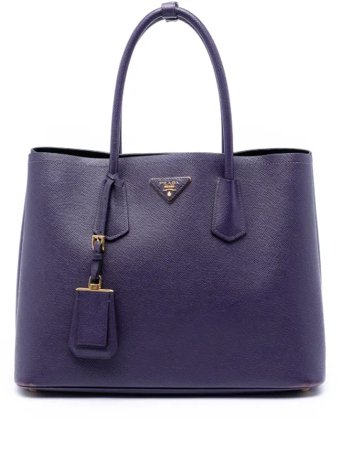 Prada Pre-Owned 2010-2026 Medium Saffiano Cuir Double satchel Purple TKC36MUTFZ383ESU