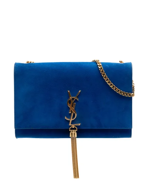 Saint Laurent Pre-Owned 2015 Medium Suede Monogram Kate Tassel crossbody bag Blue 5IIC0ID0OX7TY51L
