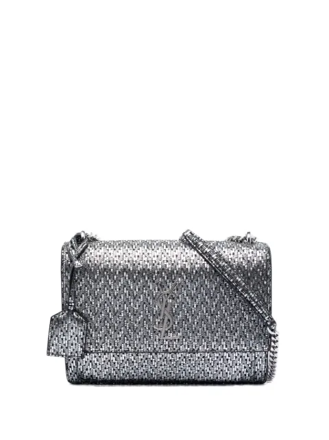 Saint Laurent Pre-Owned 2018 Medium Metallic Woven Leather Monogram Sunset crossbody bag Silver 13O477G3UT5YUHR1