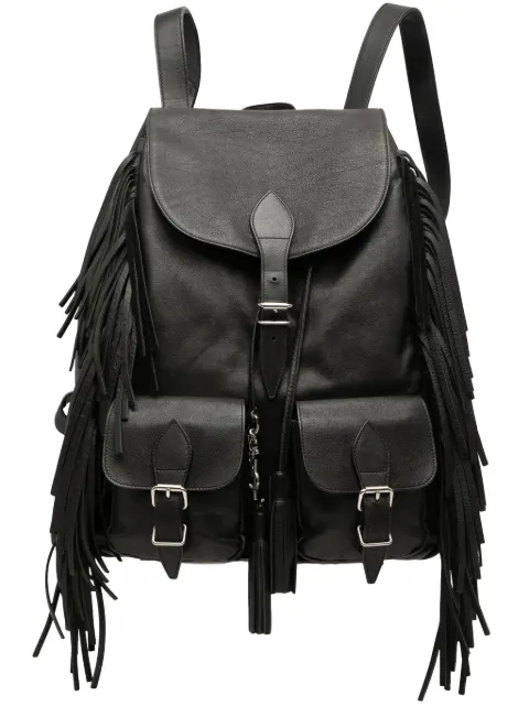 Saint Laurent Pre-Owned 2015 Calfskin Fringe Festival backpack Black UL9SPYV7T8LG890L