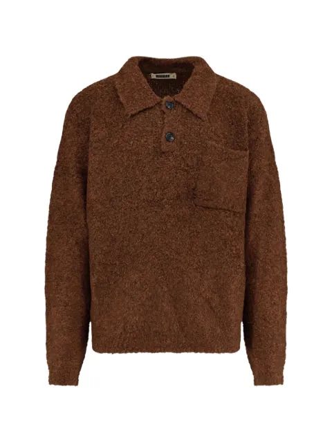 Woodbird bouclé-knit chest-pocket jumper Brown 2536804