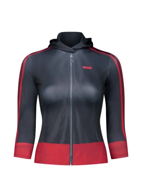 AVAVAV x adidas Originals three-stripe zip-up hoodie Black AVHCROPPED
