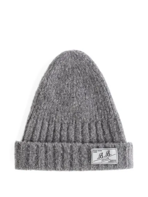 B.B. Walace logo-patch ribbed beanie hat Grey A0011