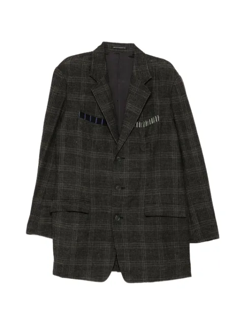 Yohji Yamamoto check-pattern box-pocket blazer Brown MJJ07808