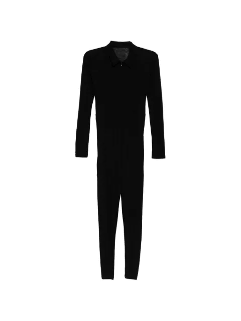 Yohji Yamamoto shirt-collar long-sleeve jumpsuit Black FJD08018