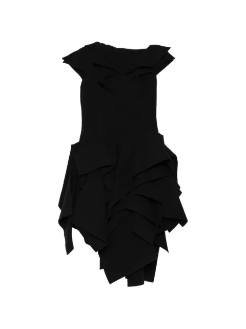 Yohji Yamamoto flannel Deco C draped dress Black FOD08150