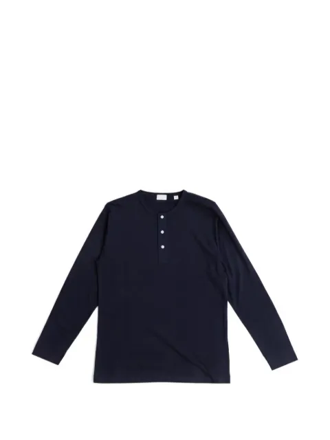 HANDVAERK PJ long-sleeve Henley T-shirt Blue HAN040