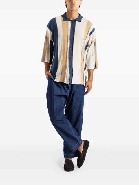 Casey Casey patchwork striped shirt Blue 26HK045