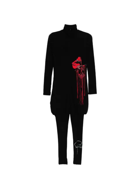 Yohji Yamamoto grpahic-embroidered jumpsuit Black FJD26018