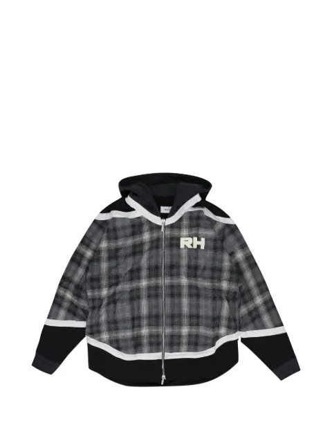 RHUDE check-pattern hybrid hoodie Black RHDMHDS1955GRY