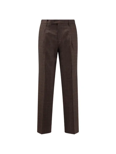 Germano 1952 check-pattern pleated trousers Brown 3OFG56020335