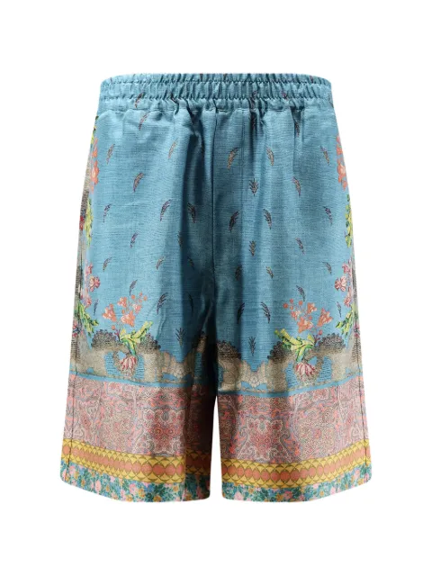 Pierre-Louis Mascia Aloe floral-print silk shorts Blue ALOESPN11765518013101