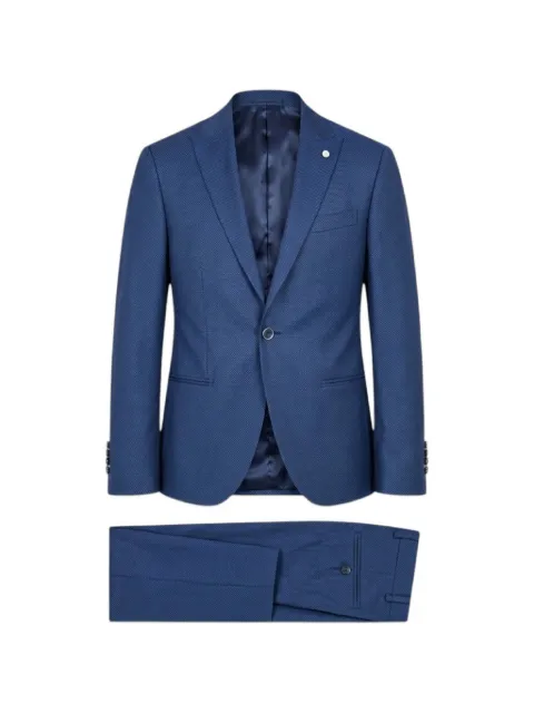 LUIGI BIANCHI MANTOVA textured single-breasted suit Blue 3300413438BLUE