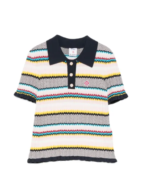 Casablanca chevron-knit polo top Blue WPF26KW139701