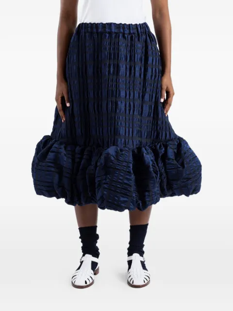Noir Kei Ninomiya ruched bubble-hem midi skirt Blue 3QS013
