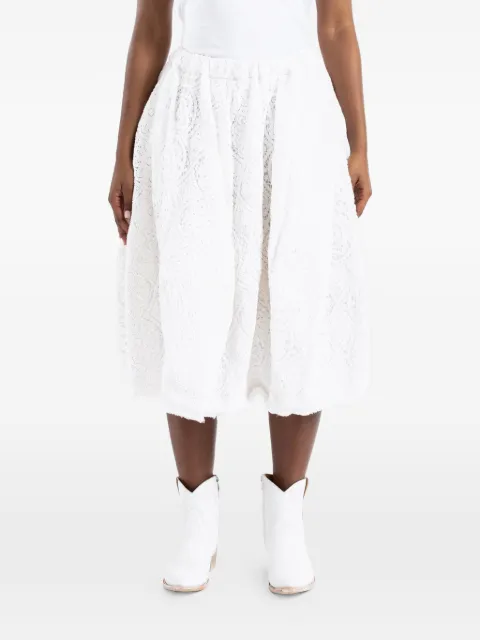 Comme Des Garçons lace-patterned pleated midi skirt White GQS016