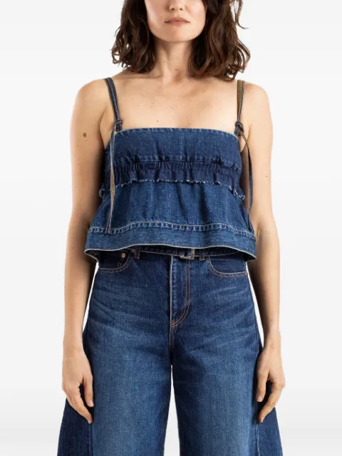 sacai frayed ruffled top Blue 2608412