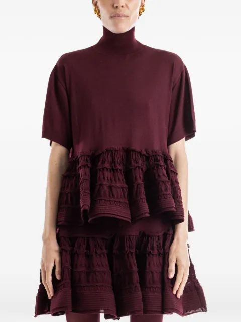 Alaïa ruffled-trim high-neck top Red AA9H1393K164C