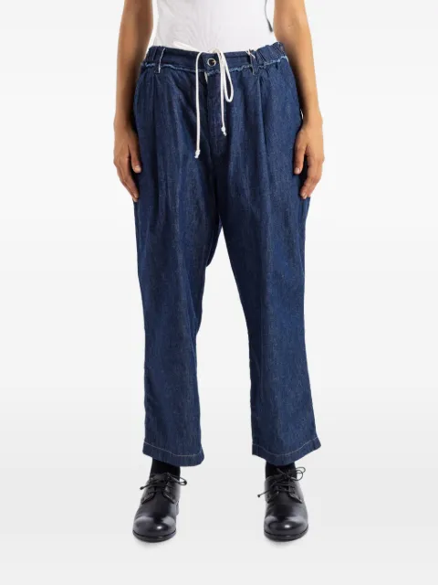 COTTLE Gurkha pleated drawstring-waist jeans Blue PT027