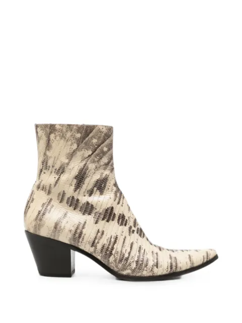Miu Miu Pre-Owned 2000s snakeskin-effect point-toe ankle boots Neutrals MI350BRL