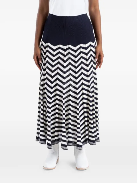 Junya Watanabe chevron-knit ribbed-waistband skirt Blue JQN024